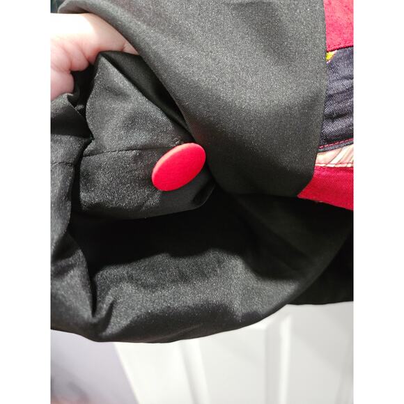 Rare Vintage Thai 100% Silk Patxhwork Jacket Blazer Size L Red Asian Artsy Boho - Picture 3 of 7